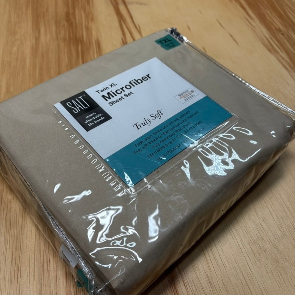 Salt Microfiber Sheet Set Twin XL Taupe Truly‎ Soft Wrinkle Resistant 3pc